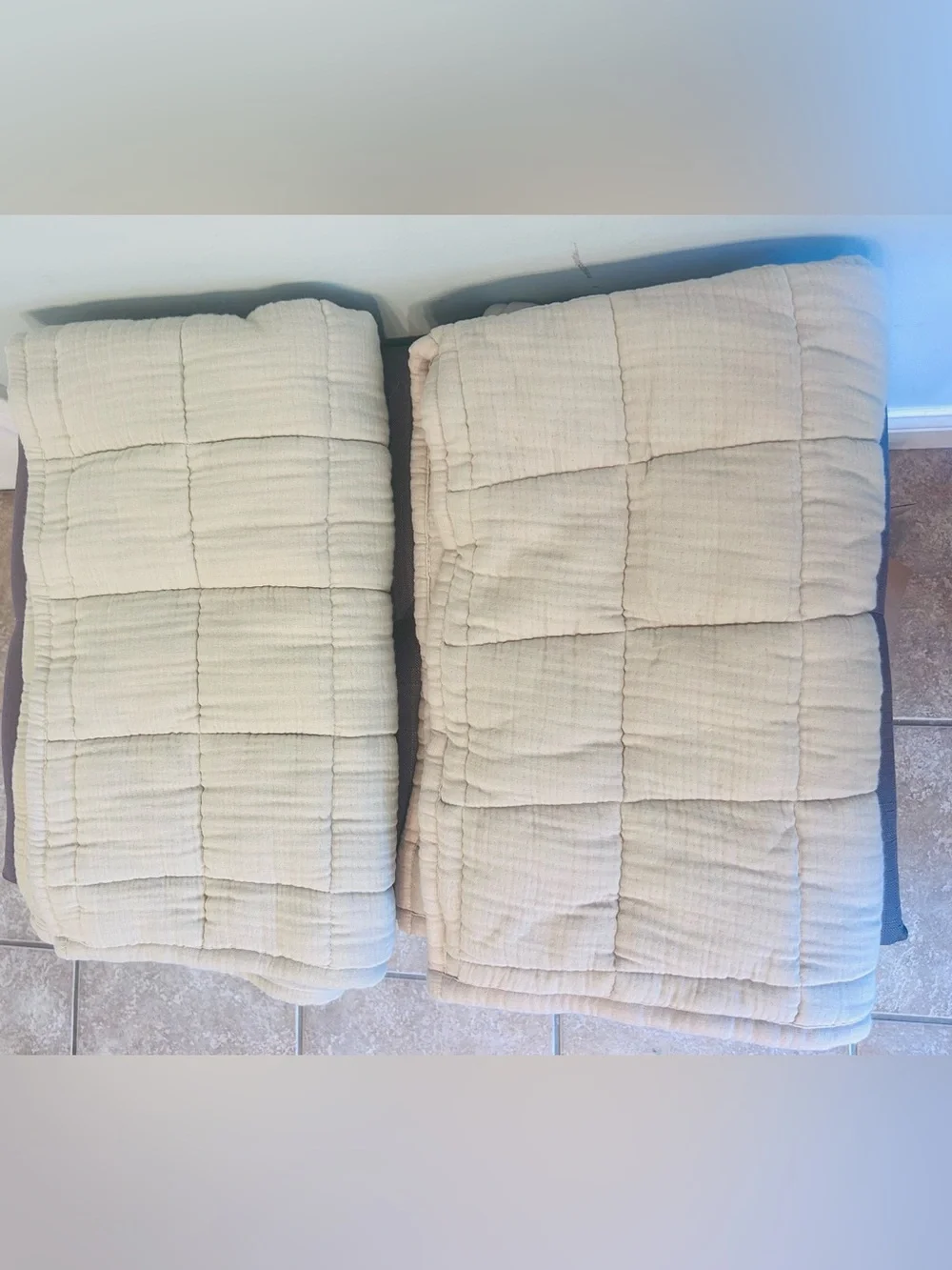 NWOT Quince Dune (sand/tan) Organic Cotton Gauze Box Quilt Shams!
